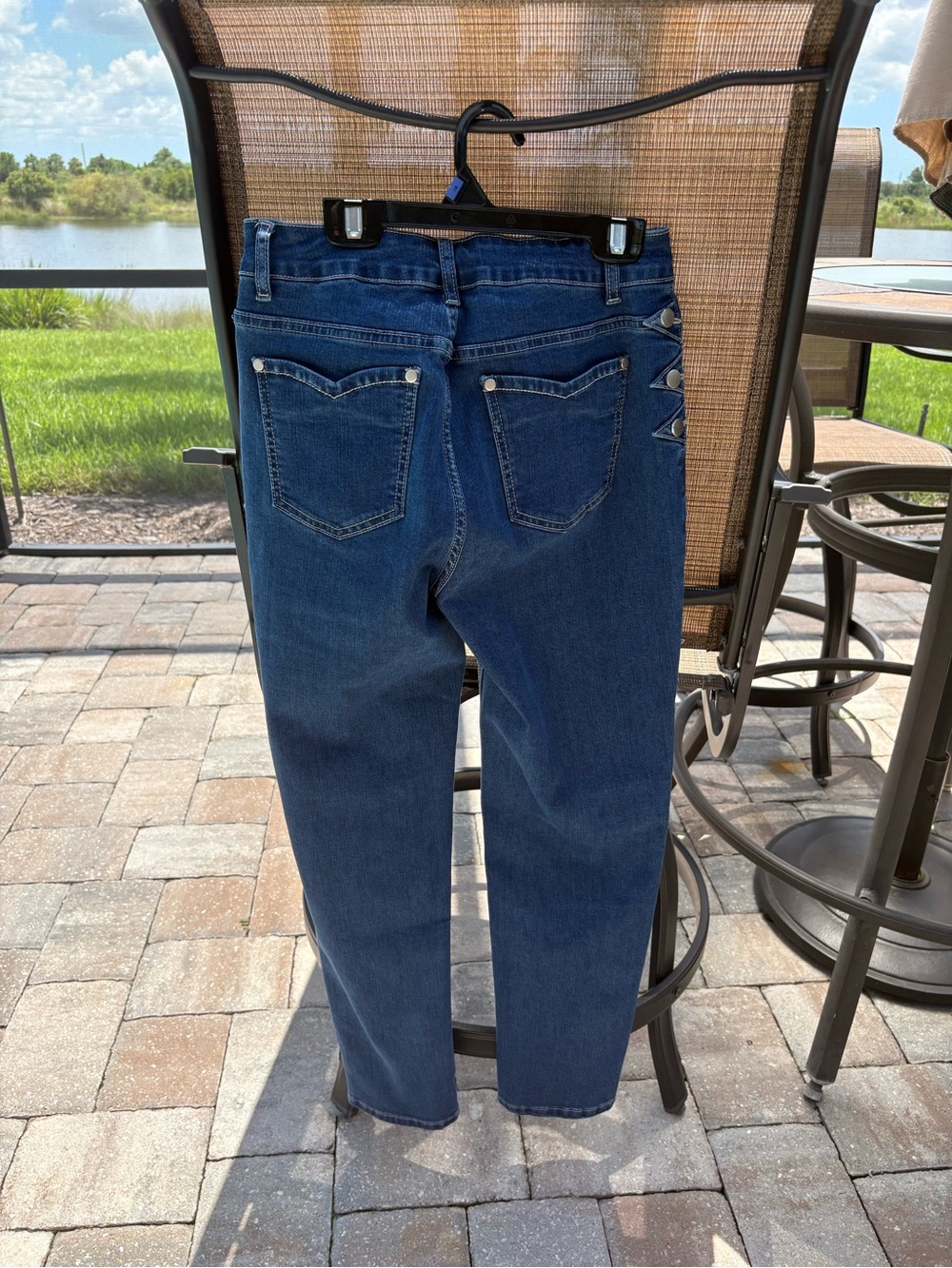Flamingals dark blue denim jeans with side silver accents. - Picture 5 of 6